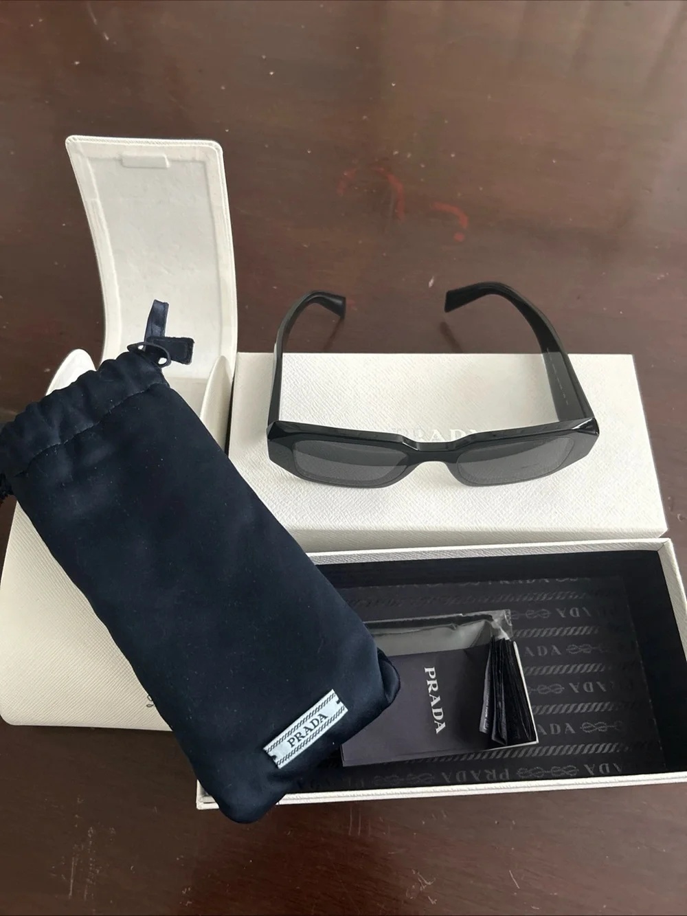 Prada Black Geometric Rectangle Women's Sunglasses